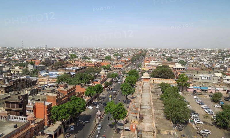 Aerial view of Jaipur, a city in Rajasthan India