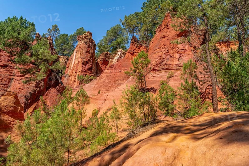 Impression around the Ochre Path near Roussillon, a commune in the Vaucluse department of the Provence region in southern France