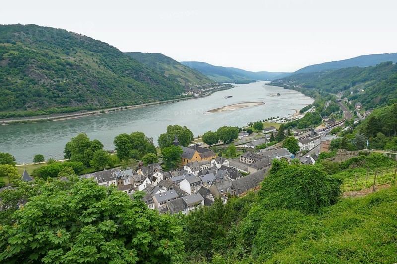Aerial view of Bacharach at the Middle Rhine area in Germany