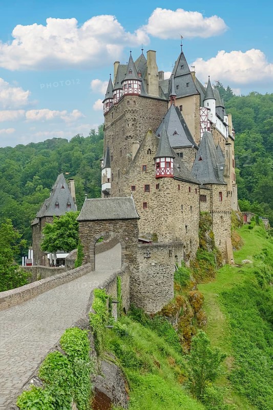 Idyllic scenery around the Eltz Castle in Rhineland-Palatinate, Germany, at summer time