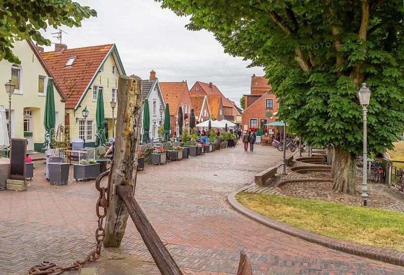 Idyllic scenery in Greetsiel, a idyllic village located in East Frisia, Northern Germany