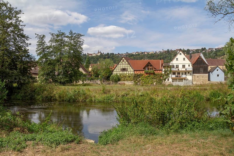 Village named B?chlingen in Hohenlohe, a area in Southern Germany at summer time
