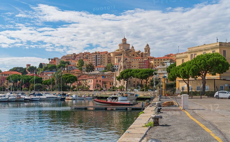 Scenery around Porto Maurizio in Oneglia, a former town in northern Italy on the Ligurian coast, in 1923 joined to Porto Maurizio to form the Comune of Imperia