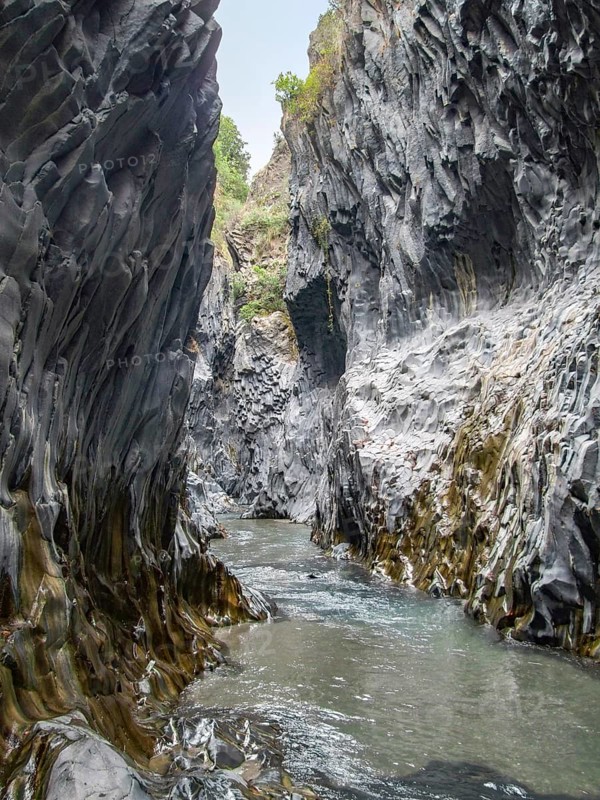 Scenery at the Alcantara Gorges in Sicily, Italy