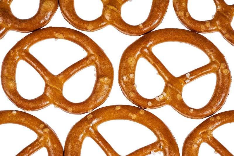 Closeup of some lye pretzels in light back