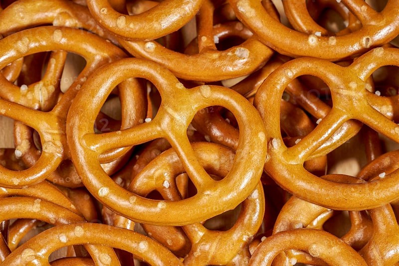 Full frame macro shot of some lye pretzels