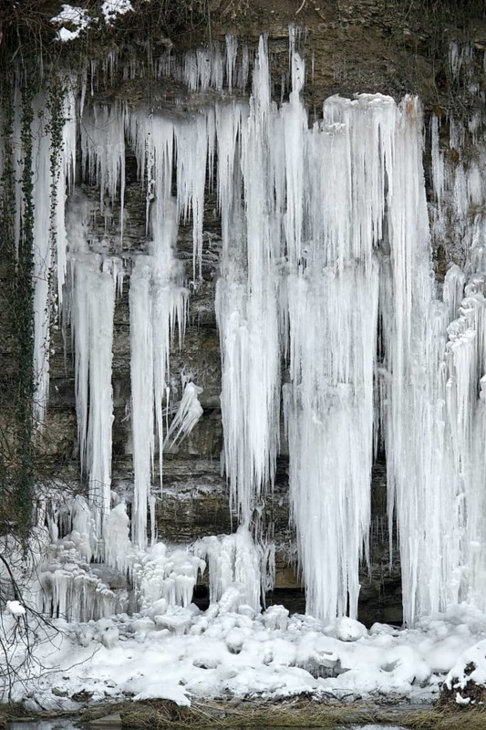 Lots of icicles near river Kocher in Southern Germany