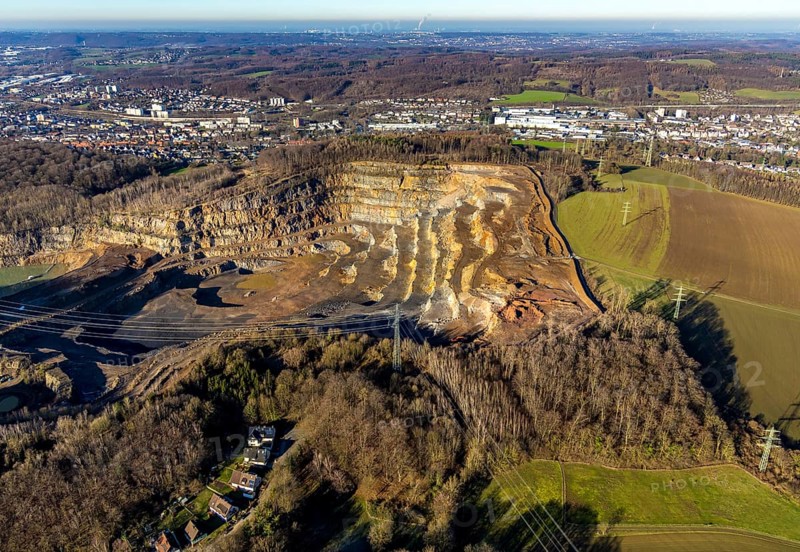 Aerial view, Steltenberg landscape conservation area, Hohenlimburg quarry, Hagen, Ruhr area, North Rhine-Westphalia, Germany, DE, Europe, landscape conservation area, aerial view, aerial photography, aerial photography, nature conservation, nature reserve, quarry, opencast mining, overview, bird's-eye view, overview