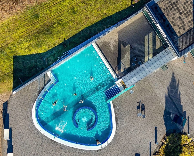 Aerial view, Westfalenbad, outdoor pool, Stadionstraße, Altenhagen, Hagen, Ruhr area, North Rhine-Westphalia, Germany, bathing establishment, bathing resort, DE, Europe, outdoor pool, open-air pool, leisure, leisure pool, leisure activities, aerial view, aerial photography, aerial photography, swimming pool, swimming pool, overview, bird's-eye view, overview