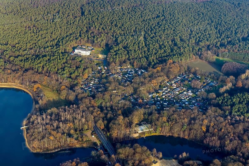HALTERN AM SEE 16.12.2020 Aerial view of the DJH youth hostel Haltern am See in the wooded area at Stockwieser Damm in the district of Stockwiese in Haltern am See in the Ruhr area in North Rhine-Westphalia, Germany // Aerial view of the DJH youth hostel Haltern am See in the wooded area at Stockwieser Damm in the district of Stockwiese in Haltern am See in the Ruhr area in North Rhine-Westphalia, Germany. Photo: Hans Blossey, aerial photograph, aerial photography, aerial photography, aerial photo, aerofoto, aerial photograph, aerial picture, Europe, Germany, North Rhine-Westphalia, Haltern am See, DE, DJH, gastronomy, youth hostel, Ruhr area, Roman village, overview, accommodation, bird's-eye view, forest area, birds-eyes view, overview, Hullern, // Aerial photo, aerial photograph, aerial photography, aerial photo, aerofoto, aerial image, Europe, North Rhine-Westphalia, gastronomy, youth hostel, Ruhr area, Roman village, accommodation, bird's eye view, forest area