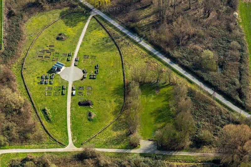 Aerial view, housing estate between Nordenstiftsweg / Ruppiner Straße, urban garden Kornmersch, Kommersch with city gardens / raised beds, Hamm, Ruhr area, North Rhine-Westphalia, Germany, DE, Europe, birds-eyes, view, aerial view, aerial photography, aerial photography, overview, overview, bird's eye view, living, flat, houses, residential buildings, housing estate, settlement