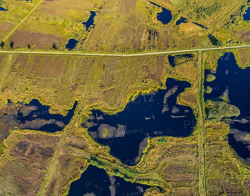 Aerial photo, Großes Torfmoor, Gehlenbeck, Hille, Lübbecke, Ostwestfalen-Lippe, OWL, North Rhine-Westphalia, Germany, DE, Europe, Hiller Moor, raised bog, aerial photo, aerial photography, aerial photography, moor, nature reserve Großes Torfmoor, Nettelstedter Moor, OWL book, OWL book, Ostwestfalen book, Torfmoor Lübbecke, overview, bird's eye view, birds-eyes view, overview