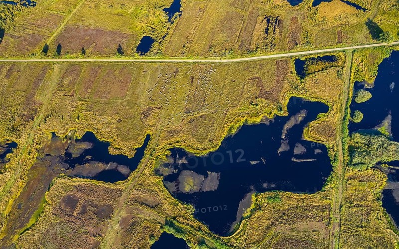 Aerial photo, Großes Torfmoor, Gehlenbeck, Hille, Lübbecke, Ostwestfalen-Lippe, OWL, North Rhine-Westphalia, Germany, DE, Europe, Hiller Moor, raised bog, aerial photo, aerial photography, aerial photography, moor, nature reserve Großes Torfmoor, Nettelstedter Moor, OWL book, OWL book, Ostwestfalen book, Torfmoor Lübbecke, overview, bird's eye view, birds-eyes view, overview