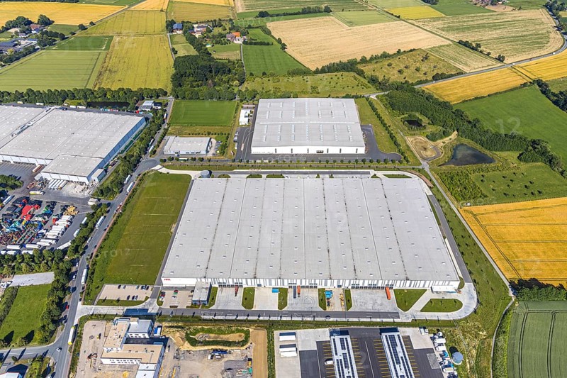 Aerial photo, Rhynern industrial estate on the A2 motorway, Rhynern, Hamm, Ruhr area, North Rhine-Westphalia, Germany, DE, Europe, birds-eyes view, aerial photo, aerial photography, aerial photography, overview, bird's eye view