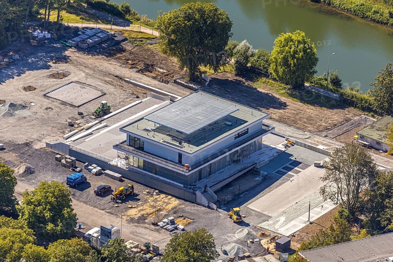 Aerial view, construction site water sports centre, Hamm, Ruhr area, North Rhine-Westphalia, Germany, DE, Europe, birds-eyes, view, aerial photography, aerial photography, aerial photography, overview, overview, bird's eye view, water sports, canoeing, rowing, sports, leisure, water, fitness