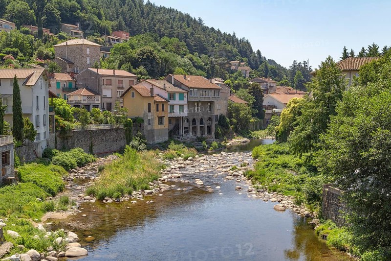 Scenery around Vals-les-Bains, a commune in the Ardeche department located at the Volane river in southern France
