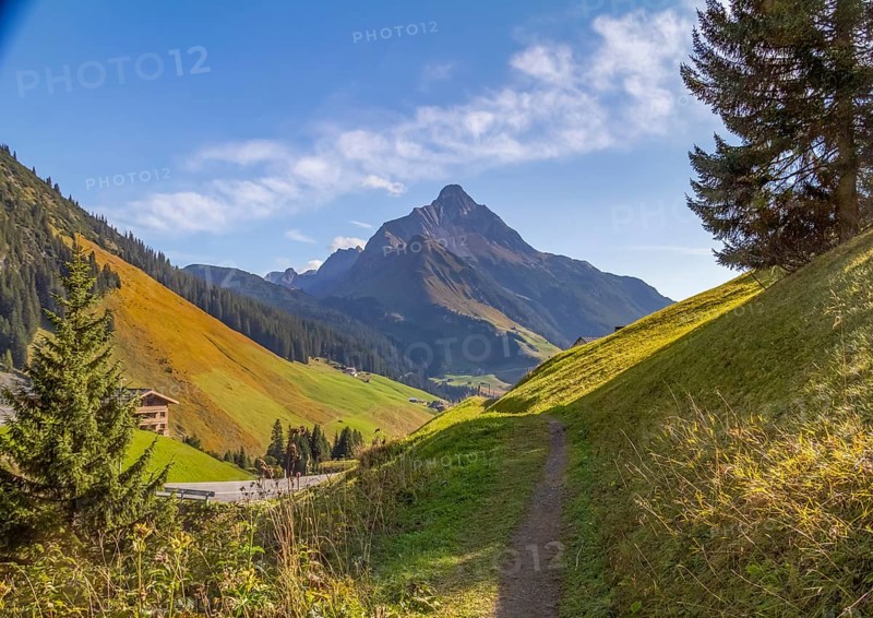 Idyllic scenery around Warth, a municipality in the district of Bregenz in the Austrian state of Vorarlberg