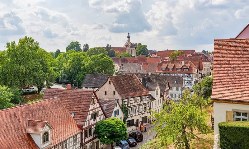 High angle scenery in Bad Wimpfen, a historic spa town in the district of Heilbronn in the Baden-Wuerttemberg region of southern Germany