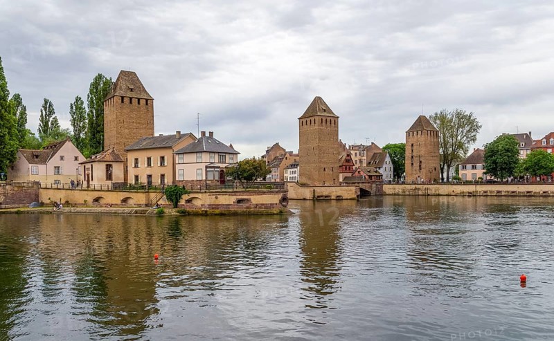 Waterside scenery around Ponts Couverts in Strasbourg, a city at the Alsace region in France