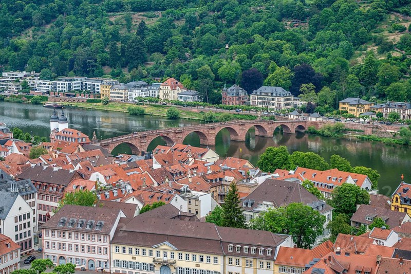 Aerial view of Heidelberg in Germany at summer time