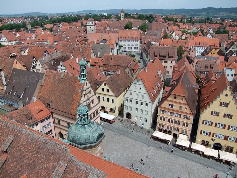 Aerial view of Rothenburg ob der Tauber, a town in Middle Franconia in Bavaria Germany