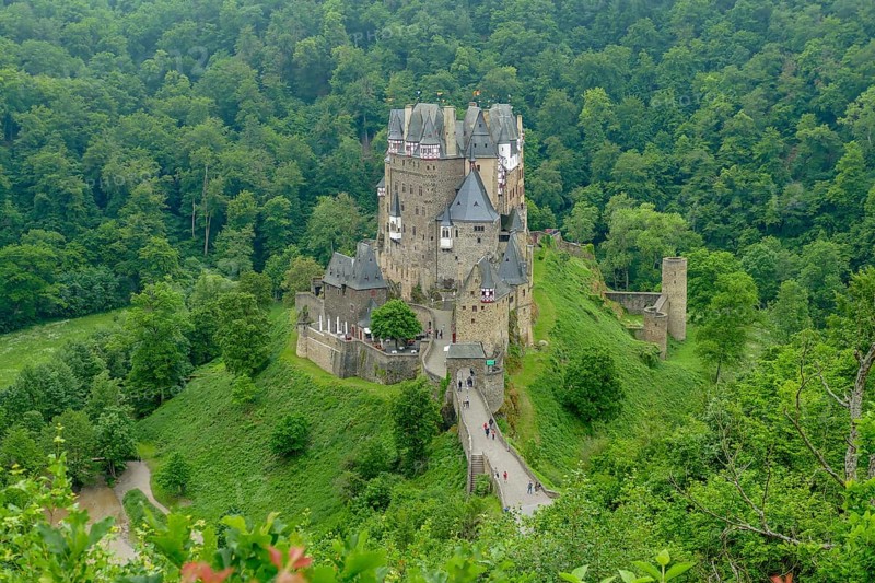Idyllic scenery around the Eltz Castle in Rhineland-Palatinate, Germany, at summer time