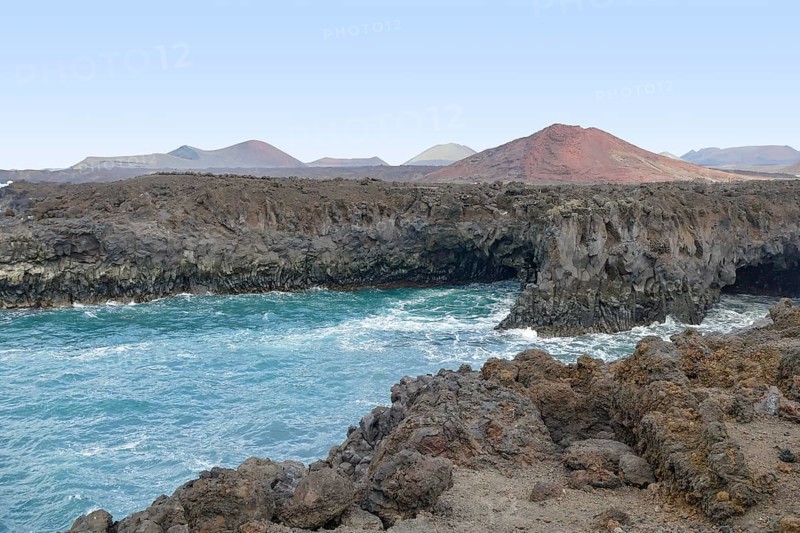 Rocky coastal area named Los Hervideros at Lanzarote in the Canary Islands