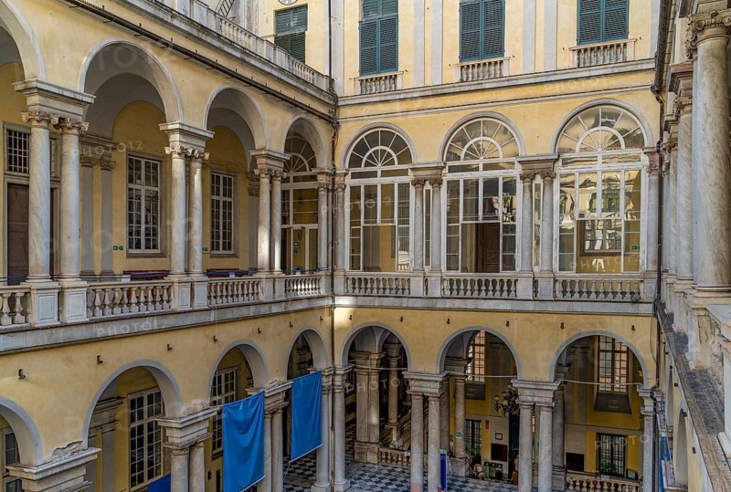 Patio at the University of Genoa, the capital of the italian region of Liguria