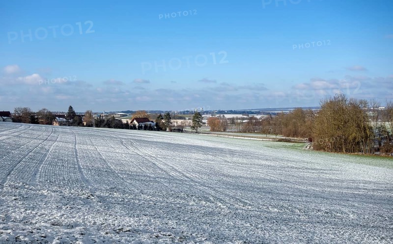 Idyllic winter scenery in Hohenlohe, a district in Southern Germany