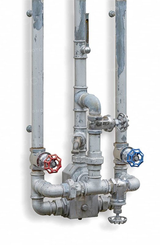 Piping and fittings isolated in white back with shadow