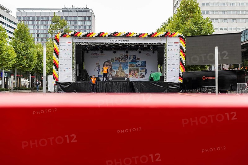 DEU Germany Germany Dresden Celebration of German unity in the 26th year of reunification Empty stage in the morning