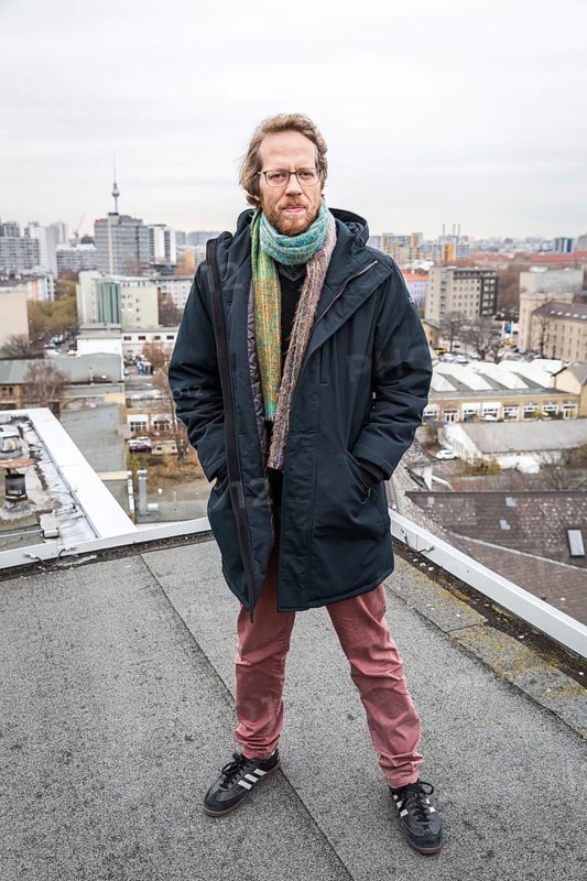 DEU Germany Germany Berlin The city councillor for Kreuzberg-Friedrichshain, Florian Schmidt, poses on the roof of the old town hall in Kreuzberg
