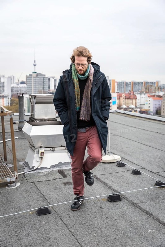 DEU Germany Germany Berlin The city councillor for Kreuzberg-Friedrichshain, Florian Schmidt, poses on the roof of the old town hall in Kreuzberg