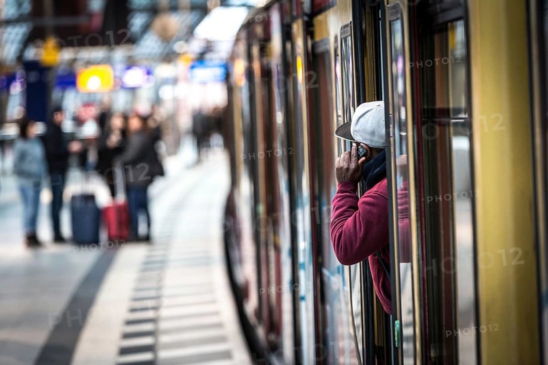 DEU Germany Germany Berlin A traveller makes a phone call from an S-Bahn train at the main station during the EVG strike on Monday morning