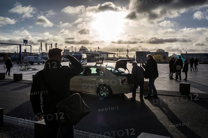 DEU Germany Germany Berlin Traveller looking for a taxi during the EVG strike at the main station on Monday morning