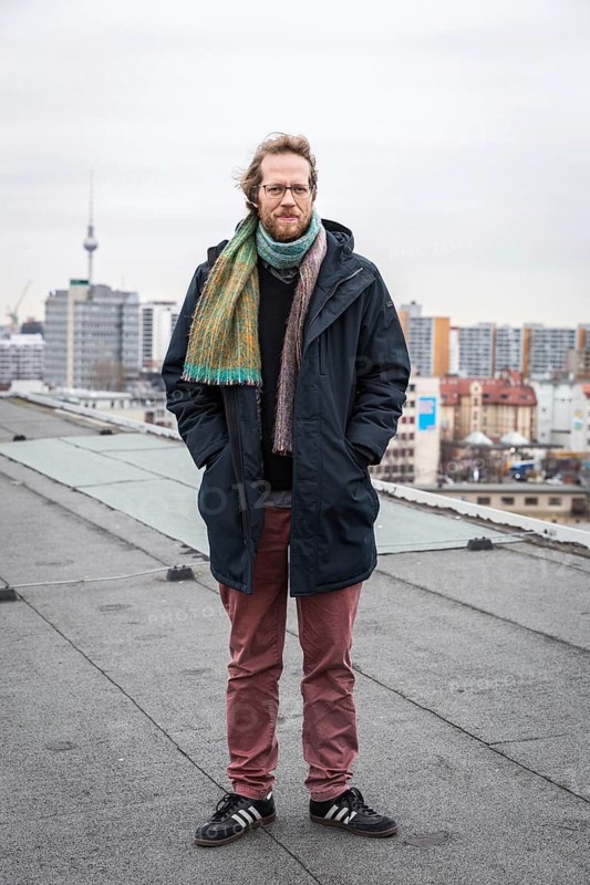 DEU Germany Germany Berlin The city councillor for Kreuzberg-Friedrichshain, Florian Schmidt, poses on the roof of the old town hall in Kreuzberg
