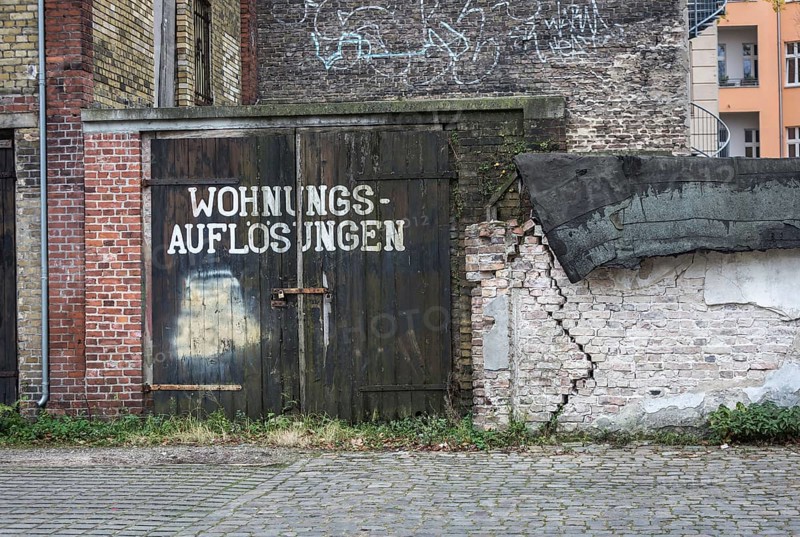 DEU Germany Germany Berlin A garage labelled Wohnungsauflösungen in Schöneberg