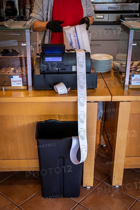 DEU Germany Germany Berlin The receipts in a bakery in Schöneberg are received by a rubbish bin that has been placed there