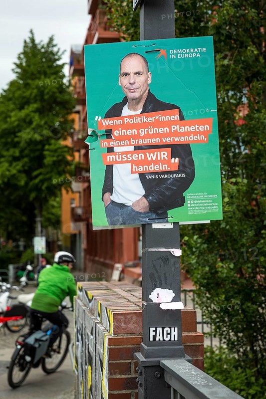 DEU Germany Germany Berlin A poster of the Democracy for Europe party with top candidate Yanis Varoufakis hangs in Kreuzberg
