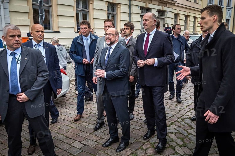DEU Germany Germany Berlin Election campaign appearance of SPD chancellor candidate Martin Schulz with Brandenburg Minister President Dietmar Woidke