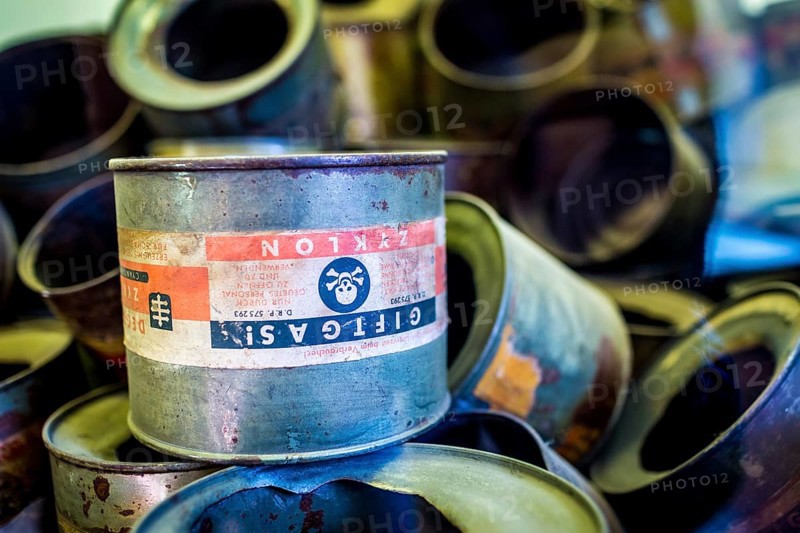 POL Poland Auschwitz Photo series about the memorial site of the former concentration camp Auschwitz-Birkenau.Empty gas cans of cyclon B. POL Poland Auschwitz Scenes at the Holocaust Memorial .Empty gas cans of cyclon b.Each year more than 2 million visitors are touring through the remains of the former German Nazi concentration and extermination camp Auschwitz-Birkenau. More than 1, 1 million people have been killed here between 1940 and 1945