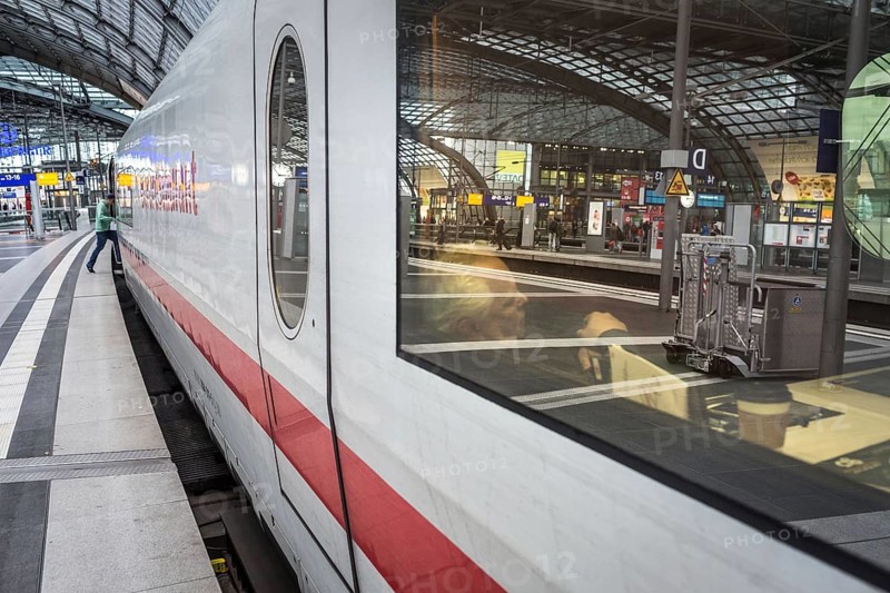DEU Germany Germany Berlin Scenes at Berlin Central Station after storm Xavier. All long-distance traffic was paralysed until midday. Hotel trains were set up for travellers to spend the night
