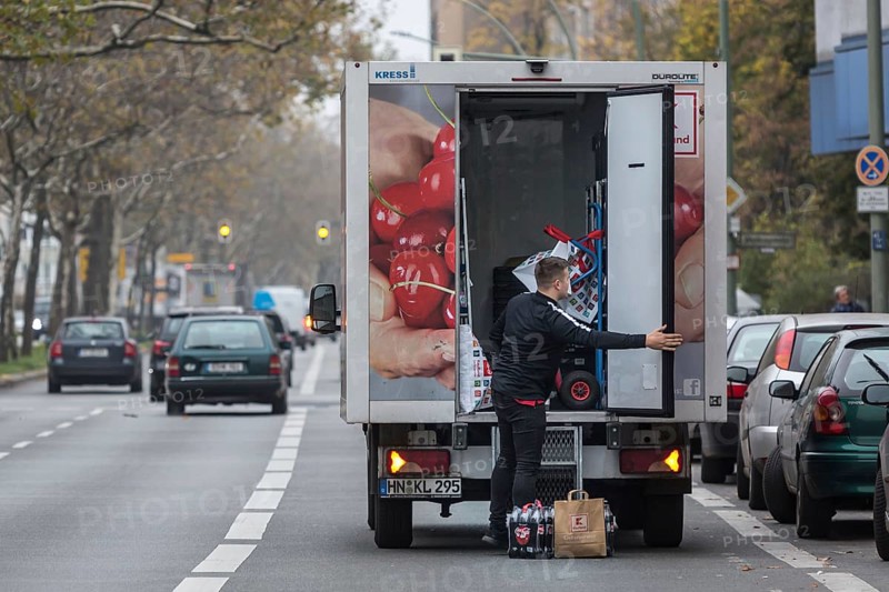 DEU Germany Germany Berlin A food courier from Kaufland on Martin-Luther-Straße