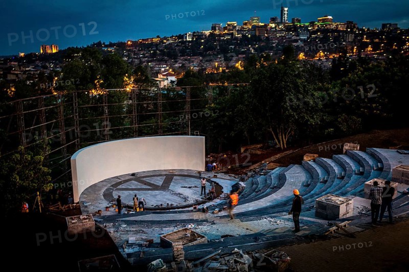 RWA RWANDA RUANDA Kigali Work on the amphitheatre in preparation for the celebrations to mark the anniversary of the genocide