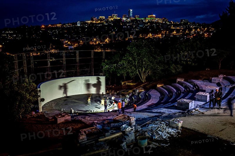 RWA RWANDA RUANDA Kigali Work on the amphitheatre in preparation for the celebrations to mark the anniversary of the genocide