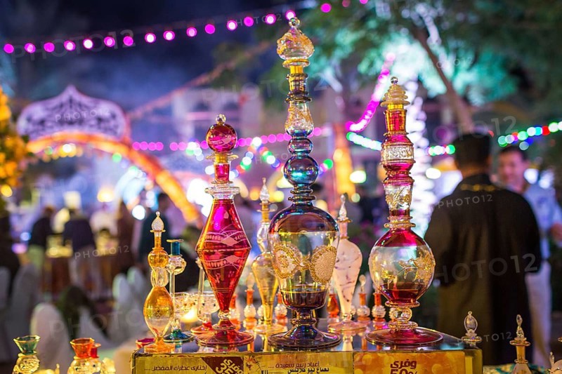 Egypt Hurghada The offer of a souvenir seller during an evening promotional event for Egyptian tourism