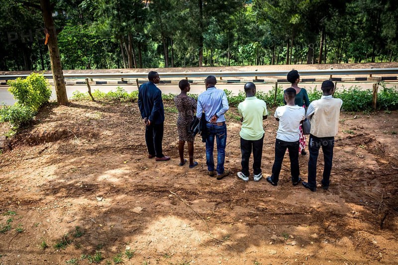 RWA RWANDA RUANDA Kigali residents wait for the arrival of celebrities near the Genocide Memorial on the morning of the commemoration of the genocide of Rwandan Tutsi 25 years ago