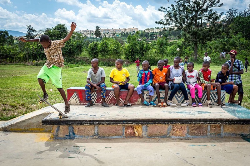 RWA RWANDA RUANDA Kigali skating tournament at the SOS Children's Village Hermann Gmeiner. In addition to education, the aid organisation also offers various leisure activities