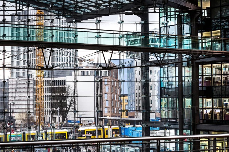 DEU Germany Germany Berlin View of the forecourt of the main railway station with its new buildings
