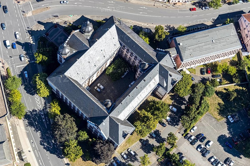Aerial view, town hall Hamm, former district court building, Hamm, Ruhr area, North Rhine-Westphalia, Germany, DE, Europe, birds-eyes view, aerial photograph, aerial photography, aerial photography, overview, bird's eye view, local elections, city administration Hamm, seat of the Lord Mayor of the City of Hamm, seat of the administration
